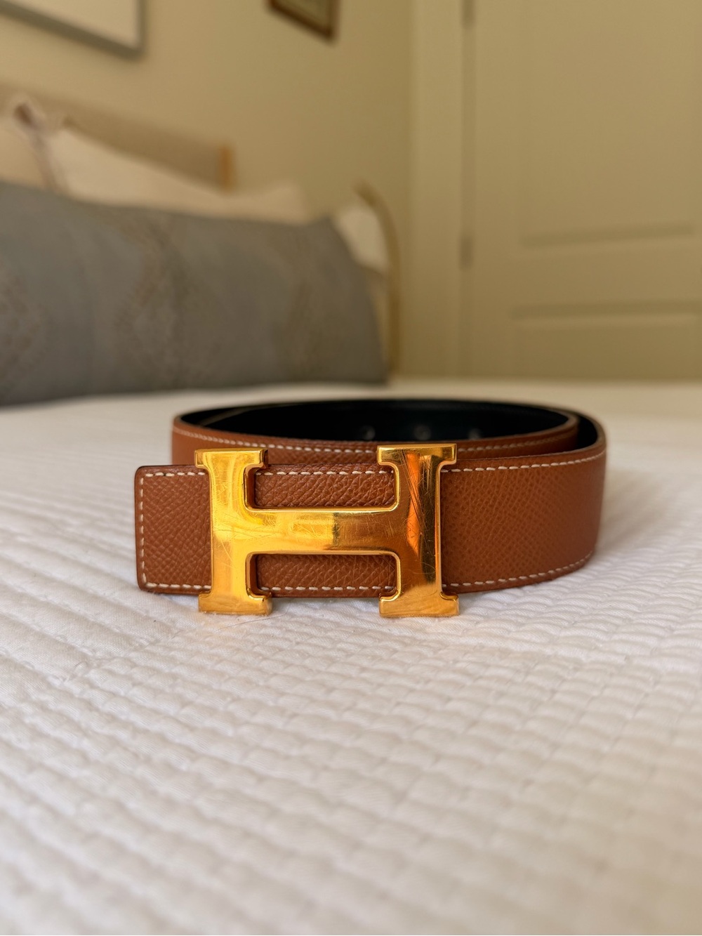 Hermès H Belt - Brown & Black Reversible - 70cm